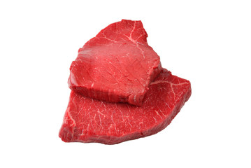 Beef steak isolated on white background.