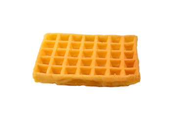 Belgian waffle isolated on white background.