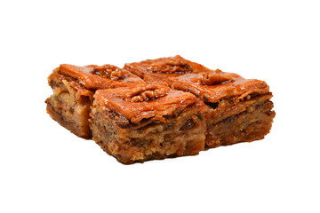Tasty baklava isolated on white background.