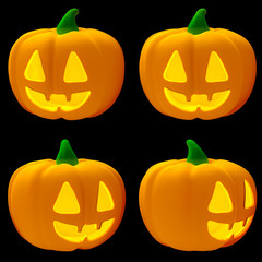 Halloween pumpkins isolated objects set.
