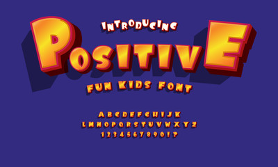 Vector of stylized comical font and alphabet