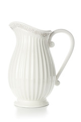 Ceramic jug on white background