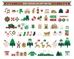 Christmas decoration elements, Vector illustration.