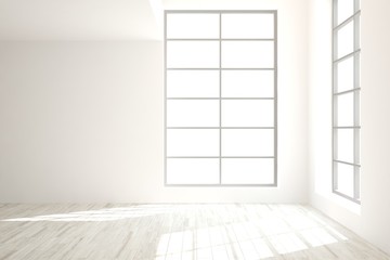Fototapeta premium Empty room in white color. Scandinavian interior design. 3D illustration