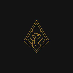 Phoenix minimalist one line logo - Single continuous line drawing of flame phoenix bird for corporate logo identity. Company icon concept from fauna shape. One line draw design illustration