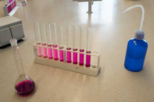 Serial dilution, used in science class or in biology or chemistry research