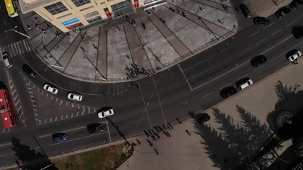 Top down shooting of passing cars on a pedestrian crossing Lutsk Ukraine 18/09/2019 - Powered by Adobe