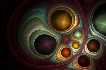 Fractals, extraterrestrial abstract forms on a black background