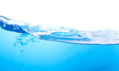 Water splash with bubbles of air, isolated on the white background.