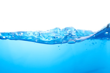 Water splash with bubbles of air, isolated on the white background.