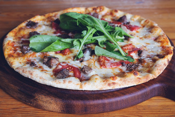 Homemade Meat Loves Pizza with Pepperoni Sausage and Bacon
