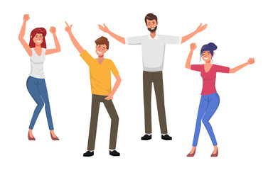 Office party celebrating holidays. business people teamwork party with dancing and singing. 