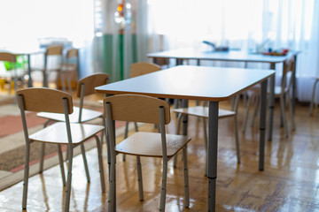 children's table with chairs in the kindergarten