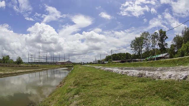 Timelapse fast moving cloud near the electric plant at Juru, Malaysia.