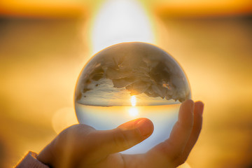 Crystal ball photography - sunset beach