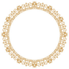 Decorative frame Elegant vector element for design in Eastern style, place for text. Floral golden border. Lace illustration for invitations and greeting cards.