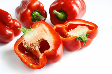 Fresh red pepper on a white background