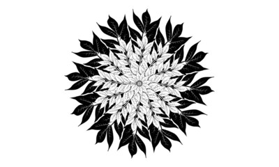 Vector black and white leaf mandala