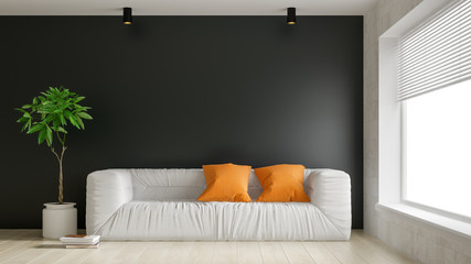 Interior of modern living room 3D rendering