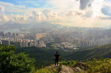 Hong Kong city view from Kowloon top mountain 