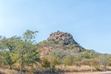 Landscape, with cross on hill, on road R71 near Phalaborwa