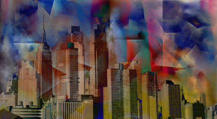 Manhattan view. Digital modern art