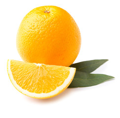 Ripe orange on white background