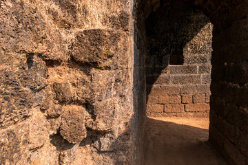 Mirjan Fort. The ruins of an old Portuguese Fort in southern India, in Karnataka. Monument of architecture.