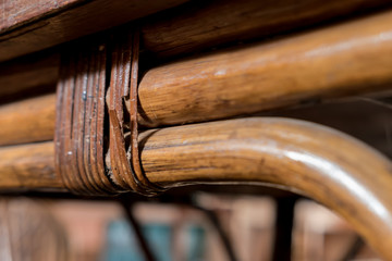 Handmade bamboo chair. Furniture and fittings for living room and garden. How the chair is made. Nodes and connections.