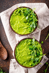 Vegan green broccoli soup or smoothie
