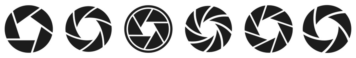 Camera shutter icons set. Vector illustration
