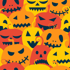 Seamless pattern with colored pumpkins