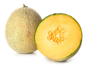 Sweet ripe melons on white background