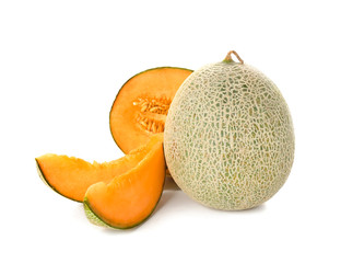 Sweet ripe melons on white background