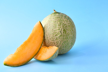 Sweet ripe melon on color background