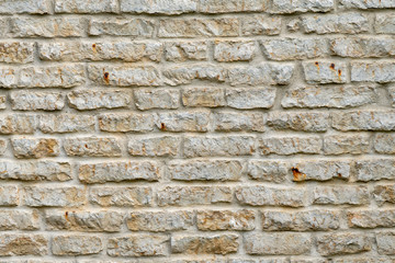 Magnificent old limestone brick wall.
