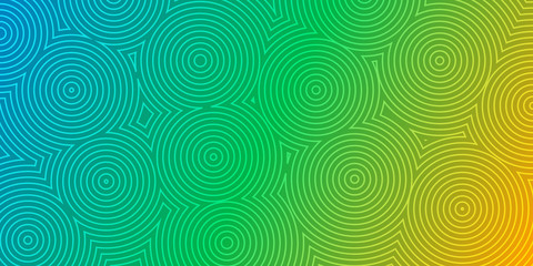 Abstract background of concentric circles in green and yellow colors