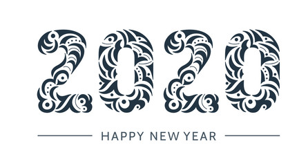 Naklejka premium Happy 2020 new year vintage banner for your seasonal holidays
