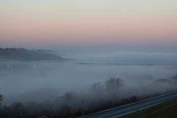 Fog at dawn in Kaluga