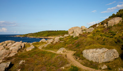 landscape with rocks and blue sky, Bornholm