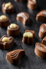 Various chocolate pralines