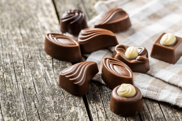 Various chocolate pralines