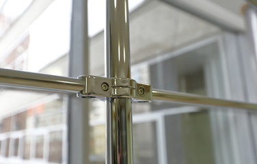 Steel chrome tubes in the decoration of modern room