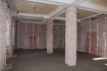 The use of aluminum rails for preparing walls for applying plaster. Installation of guides for...