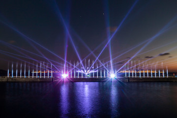 Laser show and water show on the beach of istanbul