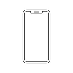 Smartphone mockup modern linear design on white background. Mobile phone smartphone device gadget. Mobile phone line isolated icon.