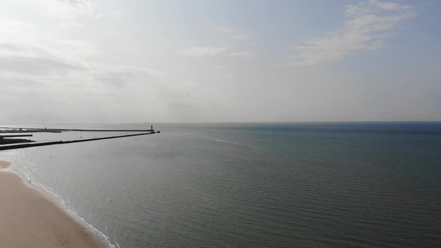 Aerial View of the Beach of Dunkirk and Malo les Bains in France During the Summer
