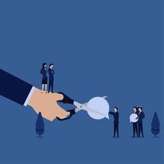 Business flat vector concept businessman cut bubble chat metaphor of failed communication.