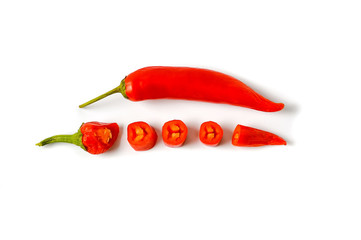 Red hot pepper on a white background.