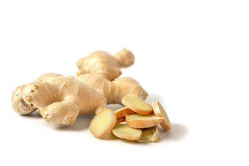 Ginger root on a white background